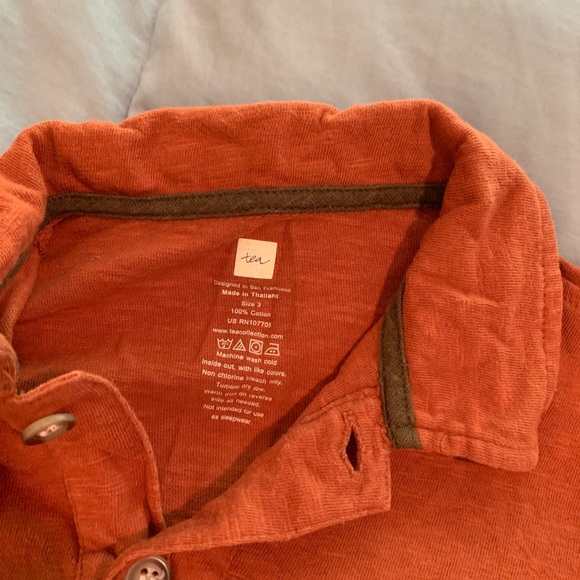 Tea Collection Rustic Orange Soft Knit Polo boys 3 - Picture 2 of 3